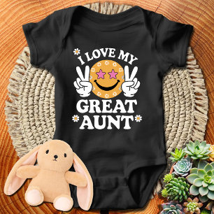 Retro Smile Peace I Love My Great Aunt Baby Bodysuit