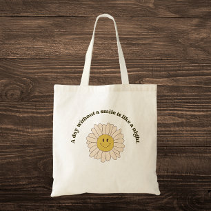 Retro Smile Quote  Tote Bag