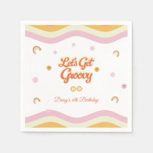 Retro Smiles Let's Get Groovy Kids Birthday Napkin