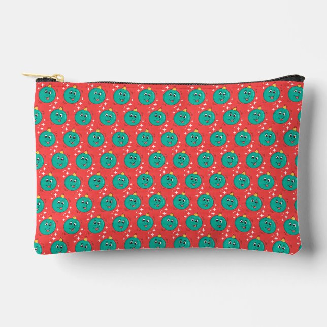 Retro smiley christmas ball cartoon accessory pouch (Front)