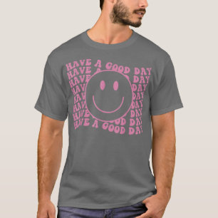 Retro Smiley Face, Pink Smiley Face Trendy Costum T-Shirt