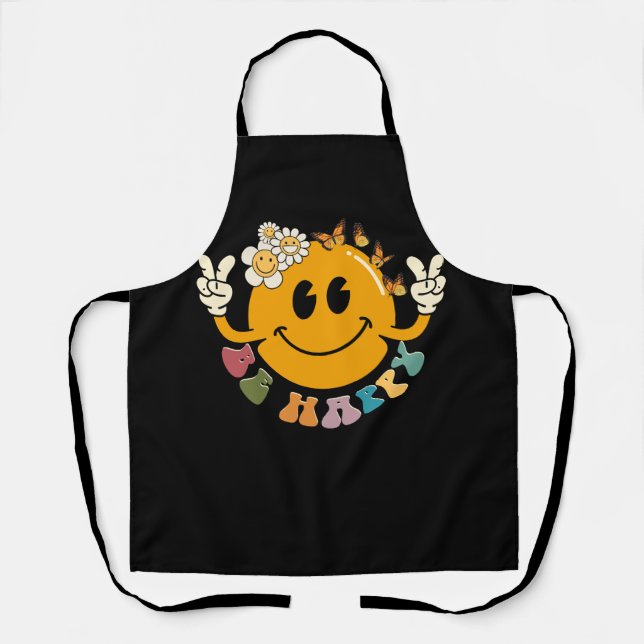 Retro Smiley Smile Face Be Happy Face Trendy Have  Apron (Front)