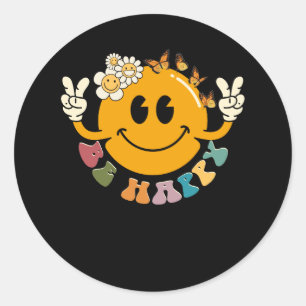 Retro Smiley Smile Face Be Happy Face Trendy Have  Classic Round Sticker