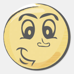 Retro Smiling Emoji Classic Round Sticker