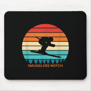 Retro Smugglers Notch Vermont Skiing Skier Retro S Mouse Pad