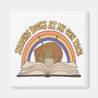 Retro Snail Reading books Magnet