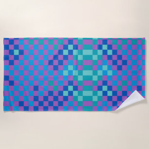 Retro Snake Chequered Chequered Pattern  Beach Towel