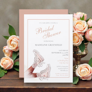 Retro Sneakers Peach Wedding Bridal Shower Invitation