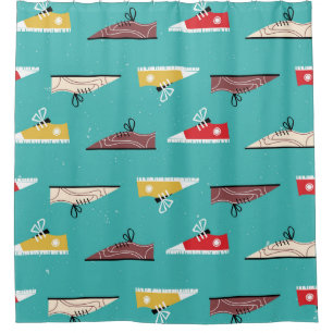 Retro sneakers: vintage seamless pattern. shower curtain