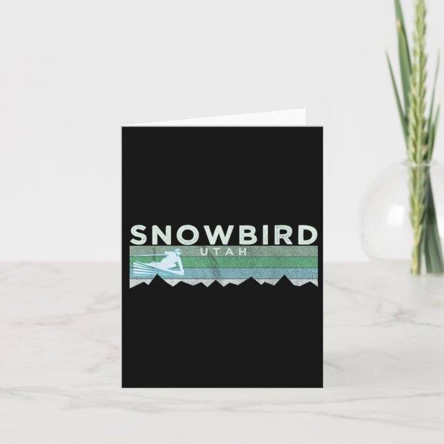 Retro Snowbird, Utah Distressed Skiing  Card (Front)