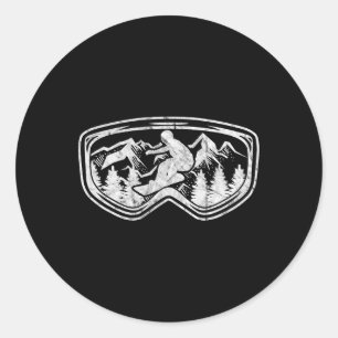 Retro Snowboard Goggles Gift Snowboarder Mask Snow Classic Round Sticker