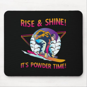 Retro Snowboard Rise And Shine Powder Time 80s Sno Mouse Pad