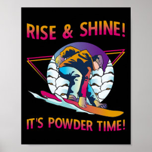 Retro Snowboard Rise And Shine Powder Time 80s Sno Poster