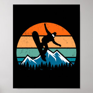 Retro Snowboarder Snowboarding Men Women Kids Boys Poster