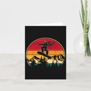 Retro Snowboarder Sunset Design Winter Sports Snow Card