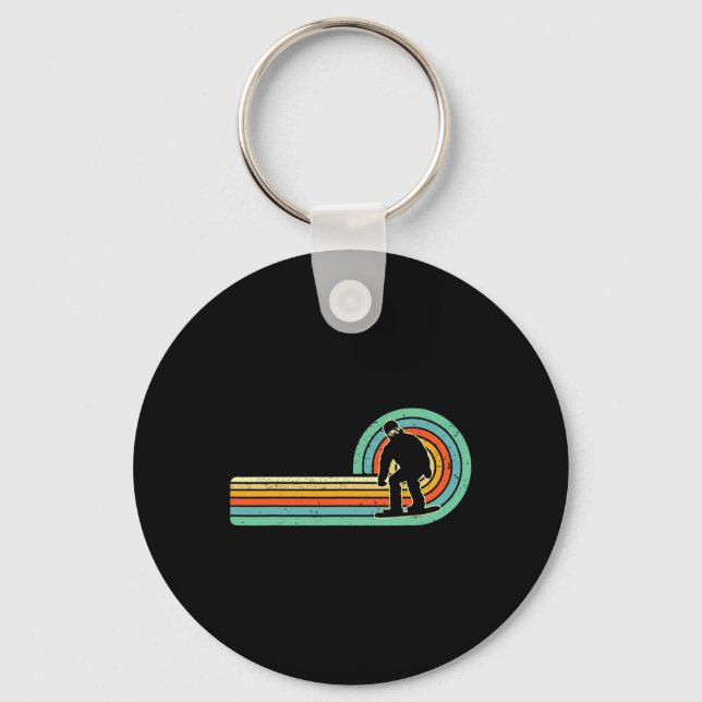 Retro Snowboarding Design Vintage Snowboarder 70s  Key Ring (Front)