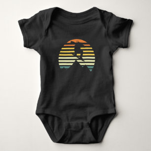 Retro Snowboarding Freestyle Jump Mountains Baby Bodysuit