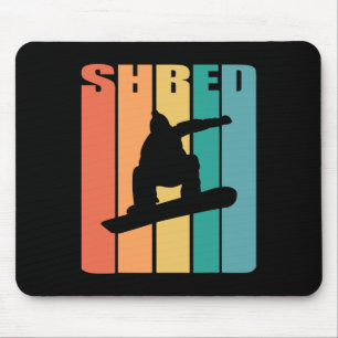 Retro Snowboarding Shirt Shred Snowboarder Gift Sn Mouse Pad