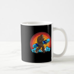 Retro Snowboarding Sunset Bigfoot Rock On For Snow Coffee Mug