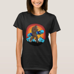 Retro Snowboarding Sunset Bigfoot Rock On For Snow T-Shirt