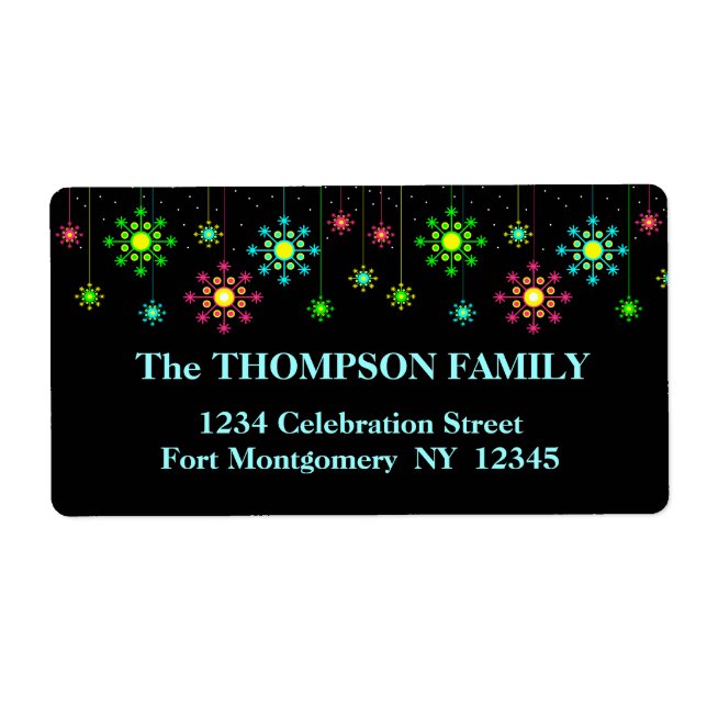 Retro Snowflake Christmas Holiday Address Label (Front)
