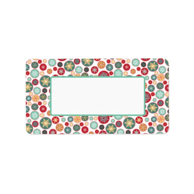 Retro Snowflake Christmas Mailing or Gift Label (Front)