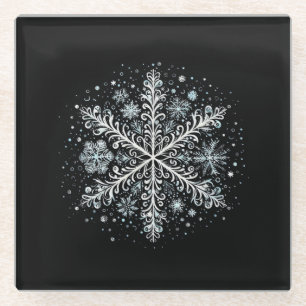 Retro Snowflake Tshirts for Women Glass Coaster