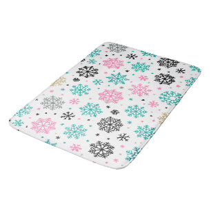 Retro Snowflakes Bath Mat