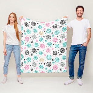 Retro Snowflakes Fleece Blanket