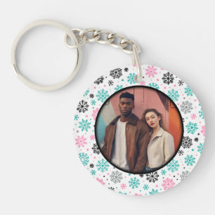 Retro Snowflakes Key Ring