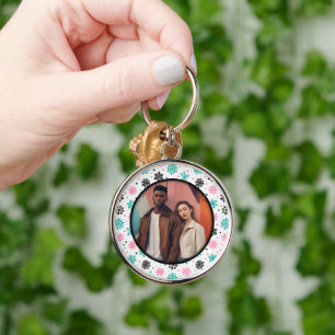Retro Snowflakes Key Ring