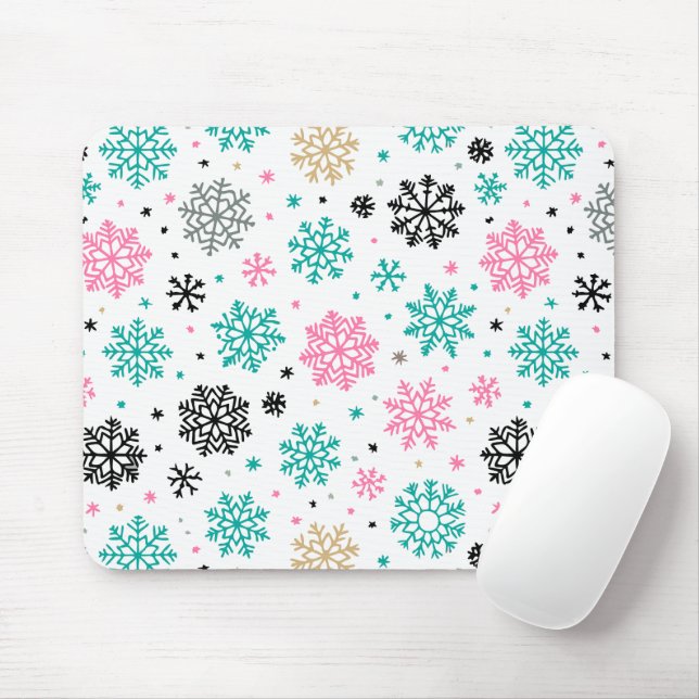 Retro Snowflakes Mouse Pad (With Mouse)
