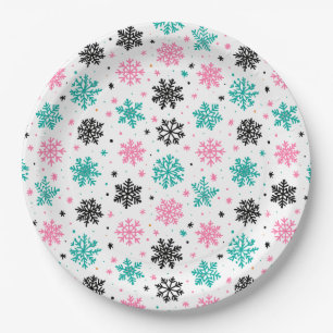 Retro Snowflakes Paper Plate