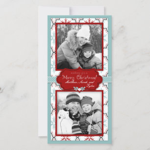 Retro Snowflakes Photo Card Duo