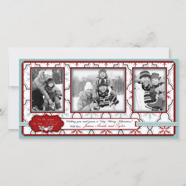 Retro Snowflakes Photo Card Trio (Front)
