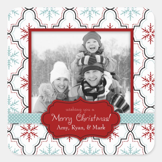Retro Snowflakes Photo Sticker B (Front)