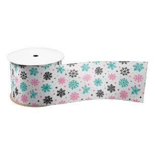 Retro Snowflakes Satin Ribbon