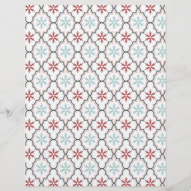 Retro Snowflakes Scrapbook Paper (Front)