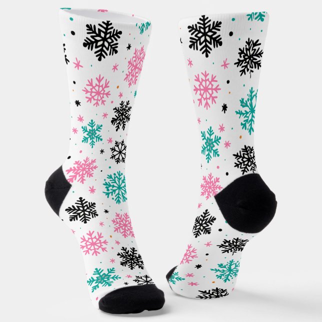 Retro Snowflakes Socks (Angled)