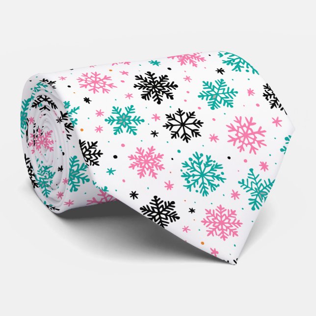 Retro Snowflakes Tie (Rolled)