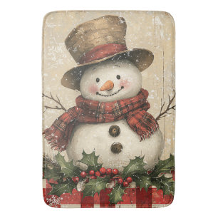 Retro Snowman Bath Mat