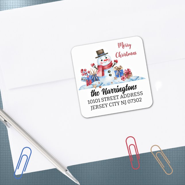 Retro Snowman Christmas Return Address Envy Seal (Creator Uploaded)