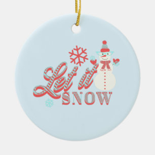 Retro Snowman Let it Snow Christmas Ceramic Tree Decoration