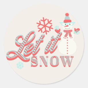 Retro Snowman Let it Snow Christmas  Classic Round Sticker