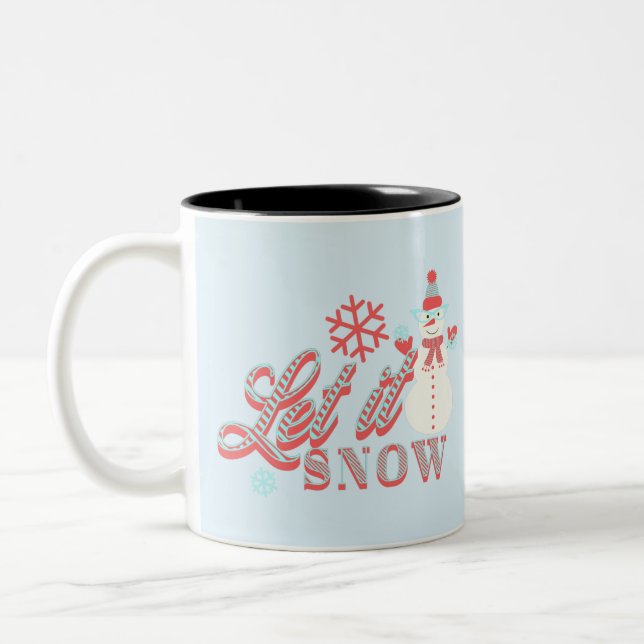 Retro Snowman Let it Snow Christmas  Coffee Mug (Left)