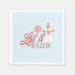 Retro Snowman Let it Snow Christmas  Napkin