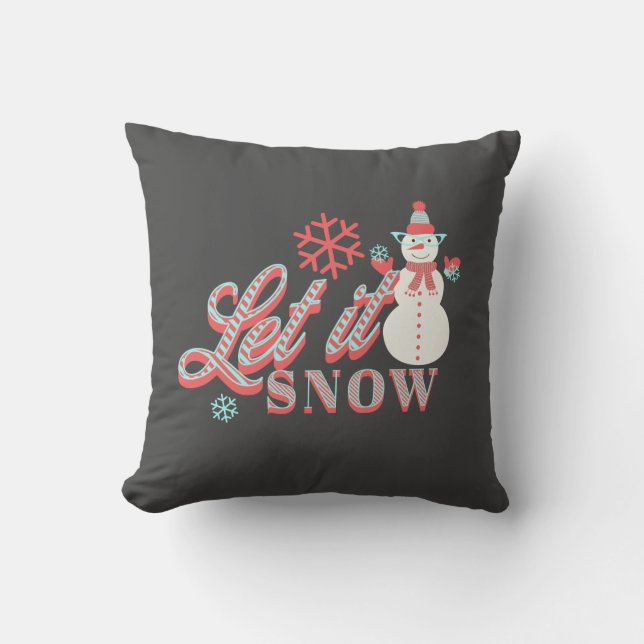 Retro Snowman Let it Snow Christmas  Throw Pillow (Front)