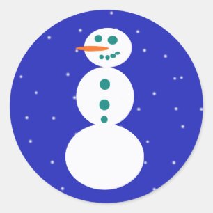 Retro Snowman Round Stickers