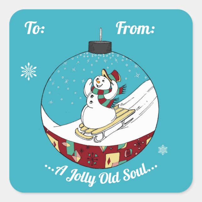 Retro Snowman  Square Sticker (Front)