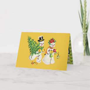 Retro Snowmen Christmas Card